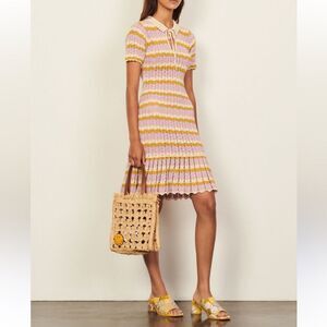 Sandro viscose Multicoloured crochet polo dress